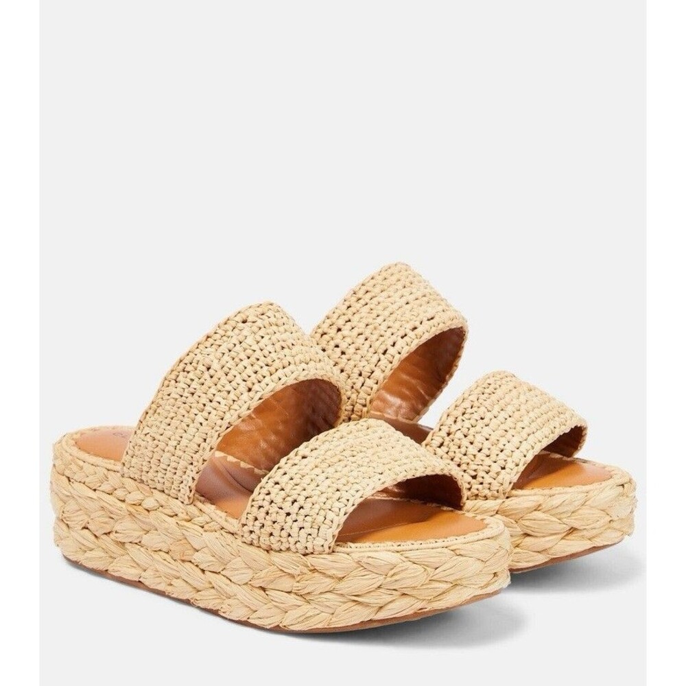 Clergerie Women’s Arlene Raffia-Woven Leather Platform Sandals 39.5